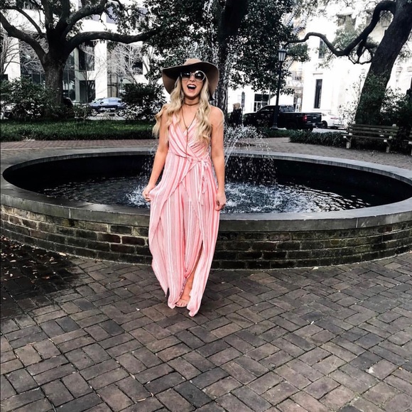 TOBI Annabel Coral Striped Jumpsuit - Picture 2 of 6